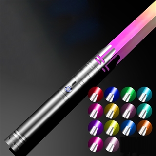 Lyssværd med 14 lysfarver og lydeffekter - Genopladeligt - Grå håndtag